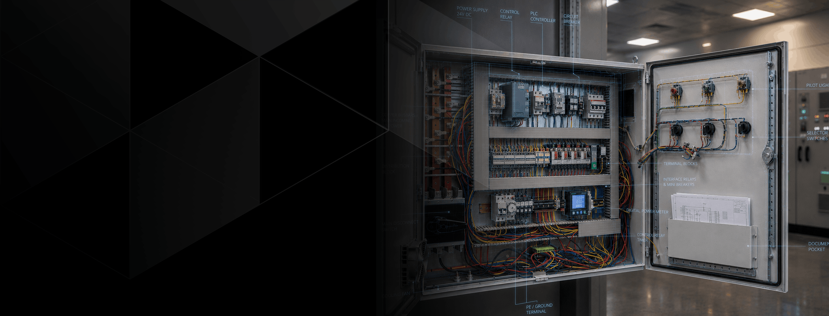 You see an open electrical panel and an invitation to register for the ETAP SEE 3D Panel Webinar