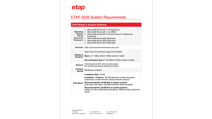 ETAP 2026 Software Requirements