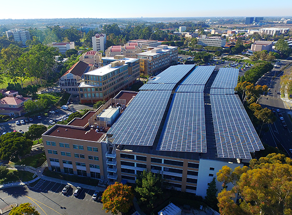 Solar power arrays, UC Irvine microgrid. Photo credit: UC Regents